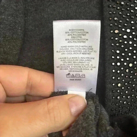 Express embellished drawstring long sleeve pullover fleece sweatshirt hoodie - Picture 5 of 8